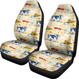 Cartoon Dairy Cow Farm Pattern Print Universal Fit Car Seat Covers 102422