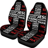 Christian Cross Religious Words Print Universal Fit Car Seat Covers 102422
