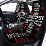 Christian Cross Religious Words Print Universal Fit Car Seat Covers 102422