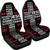 Christian Cross Religious Words Print Universal Fit Car Seat Covers 102422