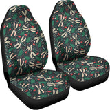 Christmas Floral Dragonfly Pattern Print Universal Fit Car Seat Covers 102422