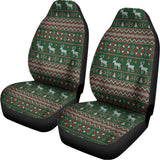 Christmas Holiday Knitted Pattern Print Universal Fit Car Seat Covers 102422