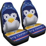 Christmas Penguin Knitted Print Universal Fit Car Seat Covers 102422