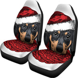 Christmas Santa Dachshund Print Universal Fit Car Seat Covers 102422