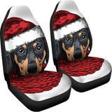 Christmas Santa Dachshund Print Universal Fit Car Seat Covers 102422