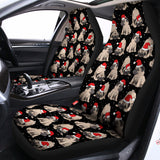 Christmas Santa Pug Pattern Print Universal Fit Car Seat Covers 102422