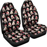 Christmas Santa Pug Pattern Print Universal Fit Car Seat Covers 102422