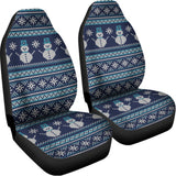 Christmas Snowman Knitted Pattern Print Universal Fit Car Seat Covers 102422