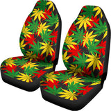 Classic Hemp Leaves Reggae Pattern Print Universal Fit Car Seat Covers 102422