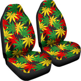 Classic Hemp Leaves Reggae Pattern Print Universal Fit Car Seat Covers 102422