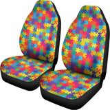 Colorful Autism Awareness Jigsaw Print Universal Fit Car Seat Covers 102422