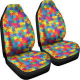 Colorful Autism Awareness Jigsaw Print Universal Fit Car Seat Covers 102422