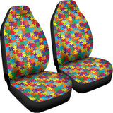 Colorful Autism Awareness Puzzle Print Universal Fit Car Seat Covers 102422