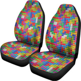 Colorful Brick Puzzle Game Pattern Print Universal Fit Car Seat Covers 102422