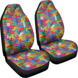 Colorful Brick Puzzle Game Pattern Print Universal Fit Car Seat Covers 102422