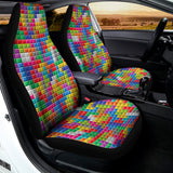 Colorful Brick Puzzle Game Pattern Print Universal Fit Car Seat Covers 102422