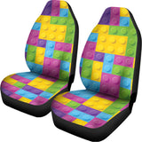 Colorful Building Blocks Pattern Print Universal Fit Car Seat Covers 102422