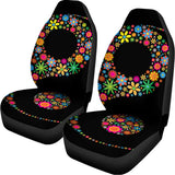 Colorful Flowers Yin Yang Print Universal Fit Car Seat Covers 102422