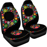 Colorful Flowers Yin Yang Print Universal Fit Car Seat Covers 102422