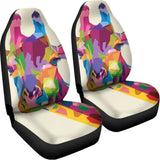 Colorful Giraffe Portrait Print Universal Fit Car Seat Covers 102422