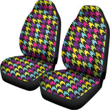 Colorful Houndstooth Pattern Print Universal Fit Car Seat Covers 102422