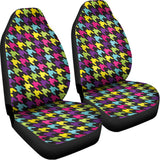Colorful Houndstooth Pattern Print Universal Fit Car Seat Covers 102422