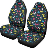 Colorful Paw And Bone Pattern Print Universal Fit Car Seat Covers 102422