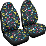 Colorful Paw And Bone Pattern Print Universal Fit Car Seat Covers 102422