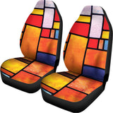 Colorful Stained Glass Mosaic Print Universal Fit Car Seat Covers 102422