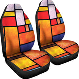 Colorful Stained Glass Mosaic Print Universal Fit Car Seat Covers 102422