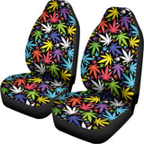 Colorful Weed Leaf Pattern Print Universal Fit Car Seat Covers 102422