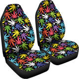Colorful Weed Leaf Pattern Print Universal Fit Car Seat Covers 102422