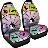 Colourful Chinese Zodiac Wheel Print Universal Fit Car Seat Covers 102422