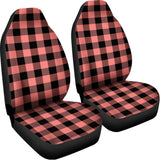 Coral Pink And Black Buffalo Check Print Universal Fit Car Seat Covers 102422