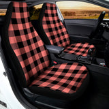 Coral Pink And Black Buffalo Check Print Universal Fit Car Seat Covers 102422