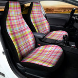 Cotton Candy Pastel Plaid Pattern Print Universal Fit Car Seat Covers 102422