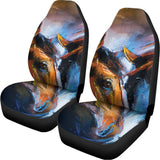 Couple Horses Painting Print Universal Fit Car Seat Covers 102422