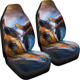Couple Horses Painting Print Universal Fit Car Seat Covers 102422