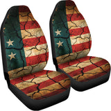 Cracked American Flag Print Universal Fit Car Seat Covers 102422