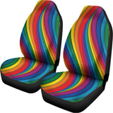 Curved Rainbow Pattern Print Universal Fit Car Seat Covers 102422