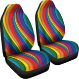Curved Rainbow Pattern Print Universal Fit Car Seat Covers 102422