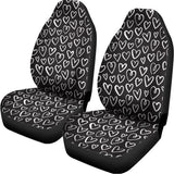 Cute Black And White Heart Pattern Print Universal Fit Car Seat Covers 102422