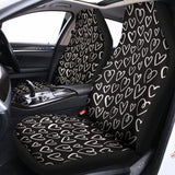 Cute Black And White Heart Pattern Print Universal Fit Car Seat Covers 102422