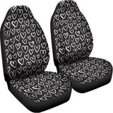 Cute Black And White Heart Pattern Print Universal Fit Car Seat Covers 102422
