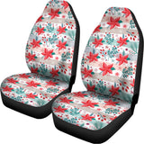 Cute Christmas Poinsettia Pattern Print Universal Fit Car Seat Covers 102422