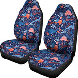 Cute Dino Leaves And Flowers Print Universal Fit Car Seat Covers 102422