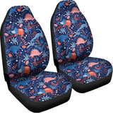 Cute Dino Leaves And Flowers Print Universal Fit Car Seat Covers 102422