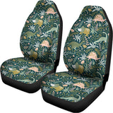 Cute Dino Tropical Leaves Pattern Print Universal Fit Car Seat Covers 102422