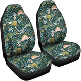 Cute Dino Tropical Leaves Pattern Print Universal Fit Car Seat Covers 102422