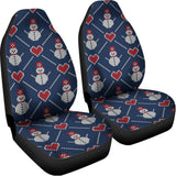 Cute Snowman Knitted Pattern Print Universal Fit Car Seat Covers 102422